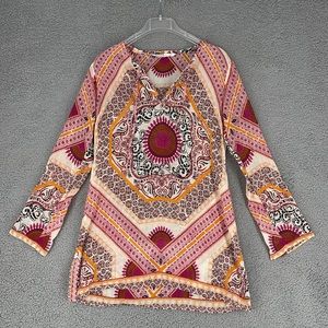 Athleta Kurta silk blend swim cover pink & orange long sleeve women’s medium top